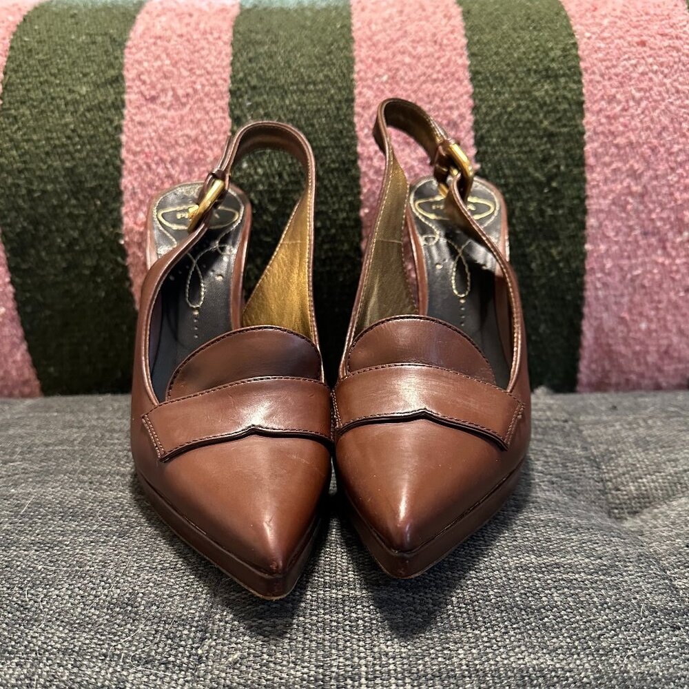 Vintage Prada Brown Leather Slingback Pumps